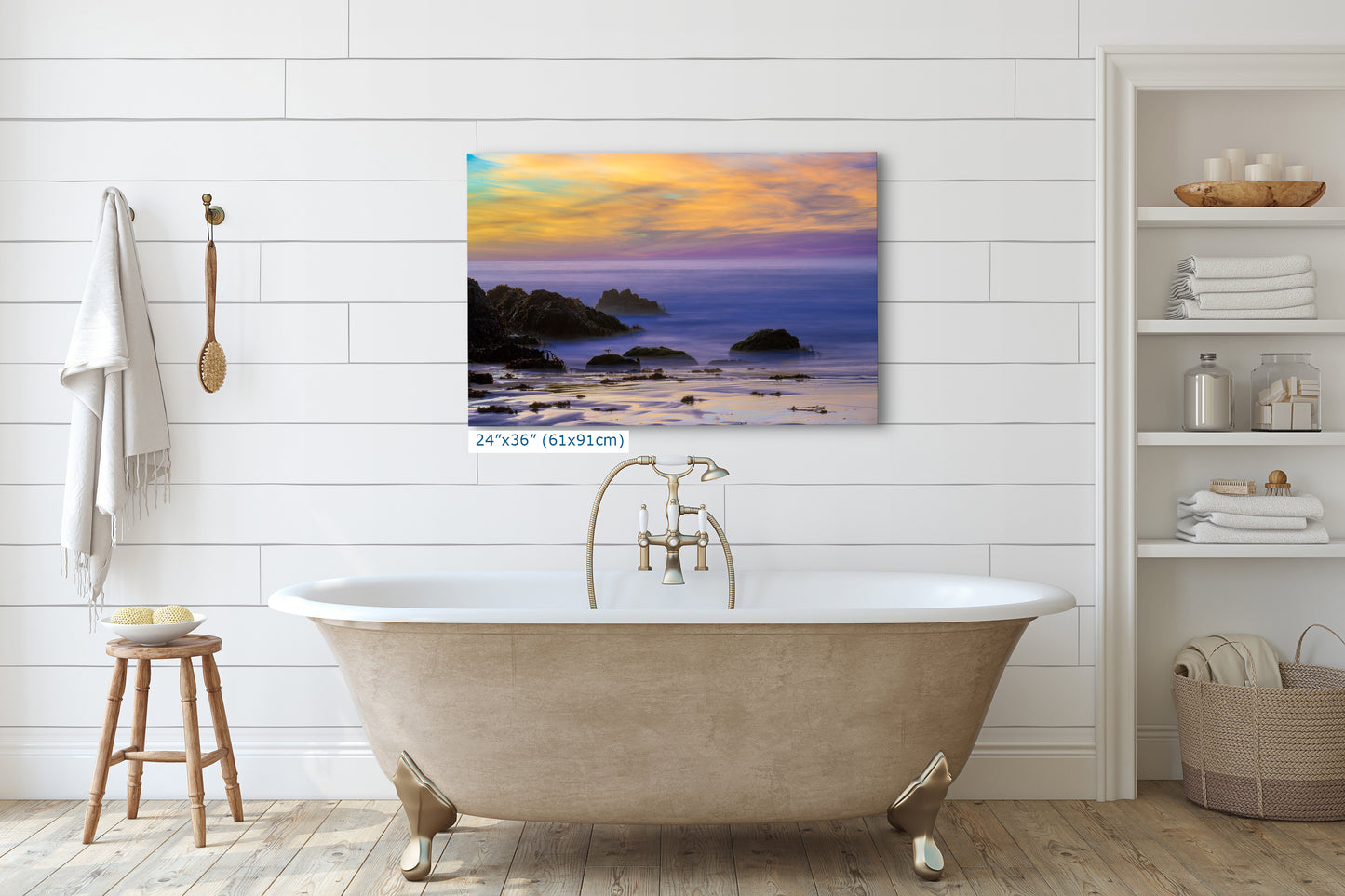 Pfeiffer Beach Sunset, Big Sur California Coastline Ocean Picture Nature Photo of Keyhole Arch, Relaxation Artwork, Meditation, Office House Decor
