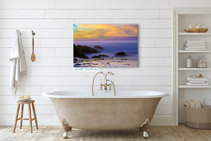 Pfeiffer Beach Sunset, Big Sur California Coastline Ocean Picture Nature Photo of Keyhole Arch, Relaxation Artwork, Meditation, Office House Decor
