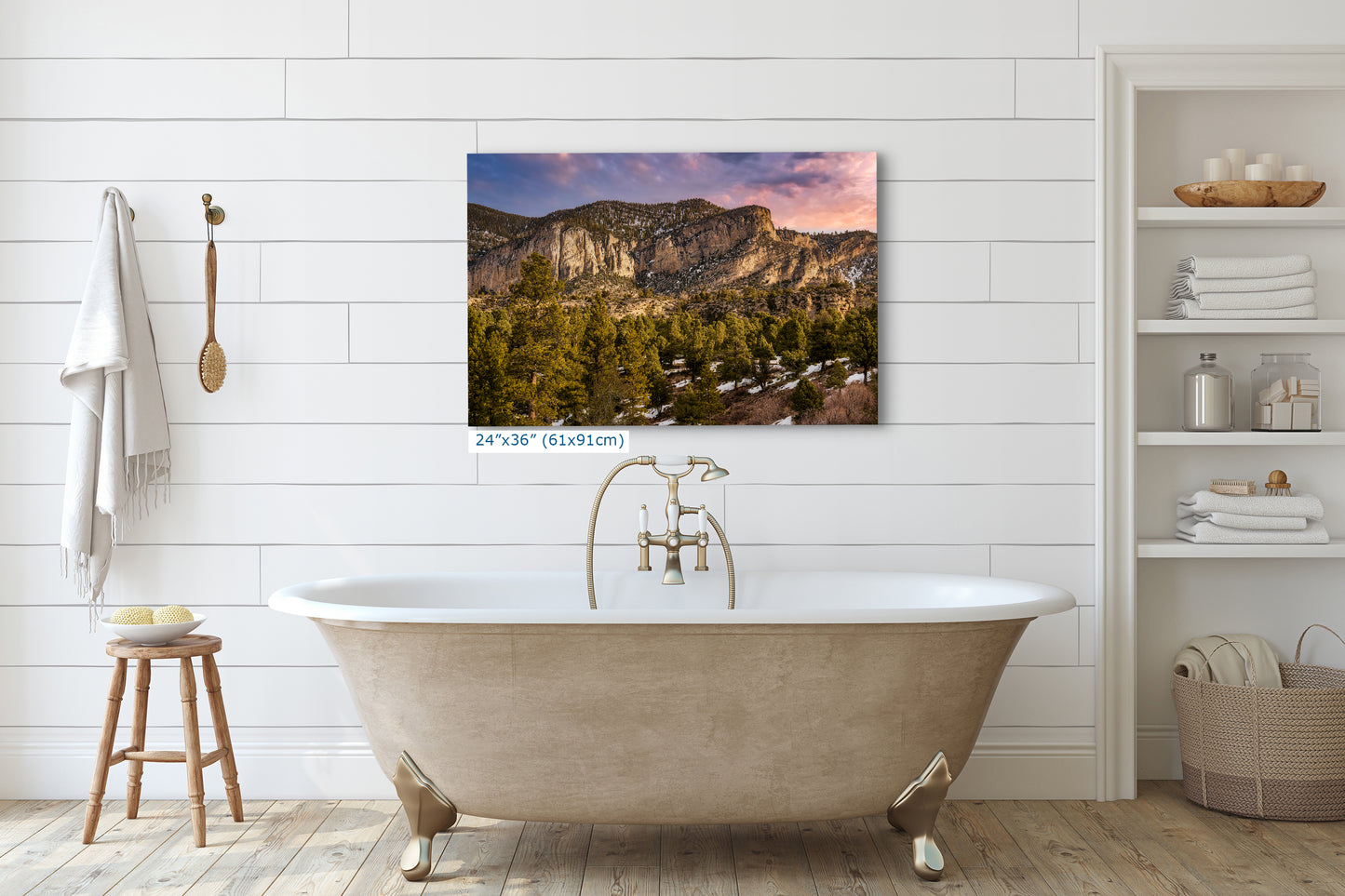 Mt Charleston Nevada Mountain Picture, Snowy Scenery Nature Photo Relaxation Artwork | Winter Landscape for Office, Dorm, Bohemian Decor