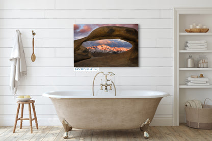 Lone Pine & Mobius Arch Mountain Picture, Nature Photo from Alabama Hills for Relaxation Art for Meditation, Office, and House Decor