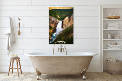 Yellowstone Falls National Park Waterfall Picture Nature Photo Relaxation Artwork Bohemian Style Wyoming Landscape, Meditation & House Decor