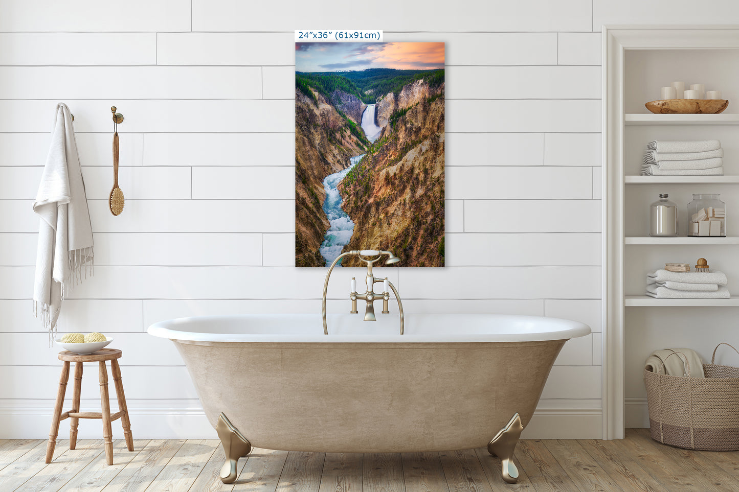 Yellowstone Falls National Park Canyon Waterfall Picture Nature Photo Relaxation Artwork Bohemian Style Wyoming Landscape, Meditation & House Decor
