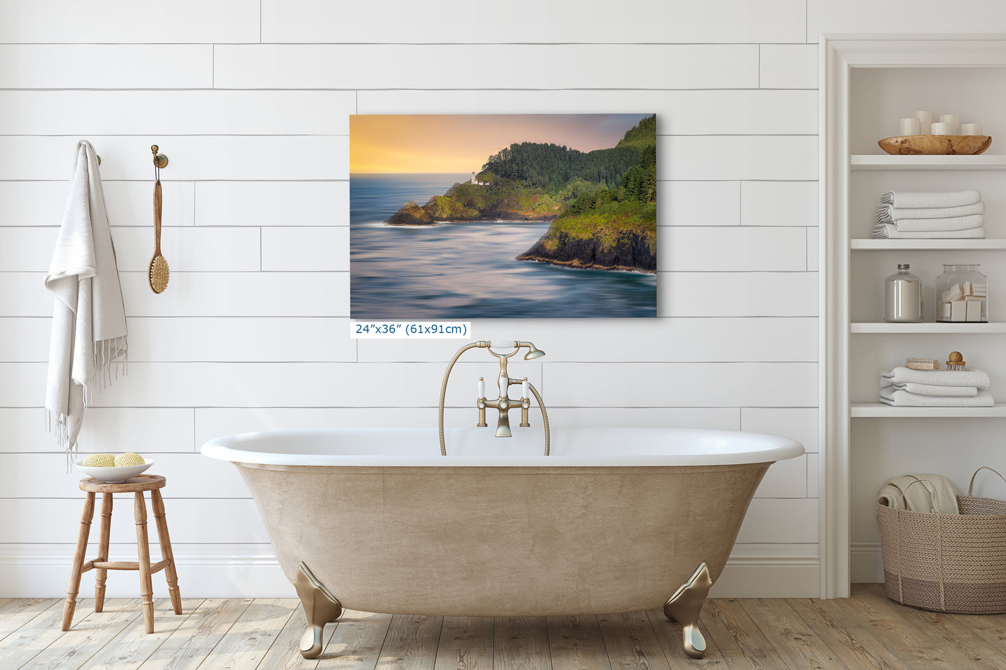 Haceta Head Lighthouse Picture, Oregon Coastline Ocean Picture, Pacific Northwest Beach Photo Framed Coastal Decor for Ocean Lovers