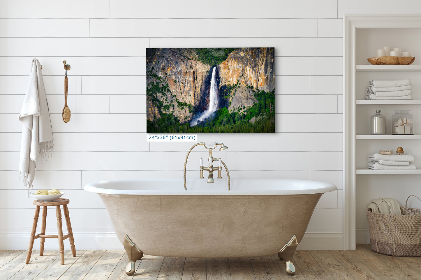 Bridalveil Falls Yosemite National Park Nature Photo Close Up, Relaxation Artwork Waterfall Picture for Meditation, Dorm Room, Office, and House Decor
