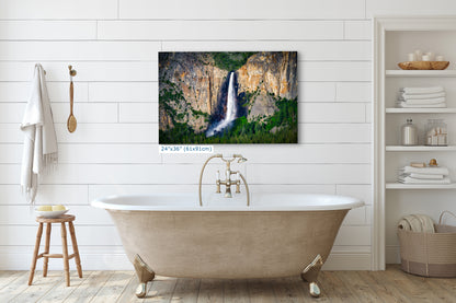 Bridalveil Falls Yosemite National Park Nature Photo Close Up, Relaxation Artwork Waterfall Picture for Meditation, Dorm Room, Office, and House Decor