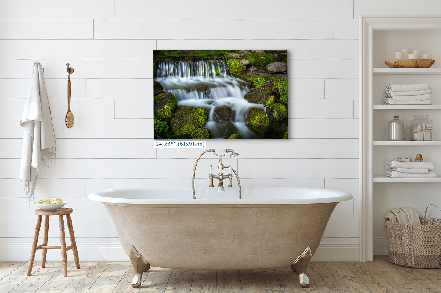 Yosemite National Park Cascading Waterfall Picture Nature Photo Relaxation Artwork for Meditation, Office, Apartment, and House Decor