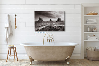 Monument Valley Arizona Desert Picture, Black and White Nature Photo, Bohemian Style Relaxation Artwork for Meditation, Apartment, Office & House Decor