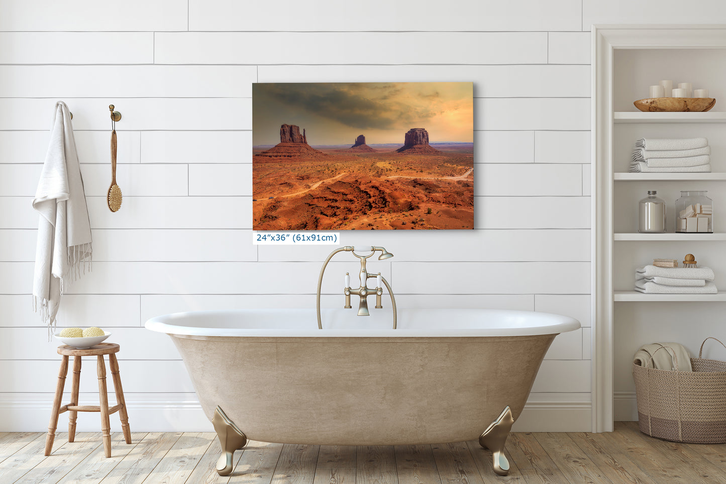 Monument Valley Arizona Desert Picture Stormy Nature Photo, Bohemian Style Relaxation Artwork for Meditation, Apartment, Office & House Decor