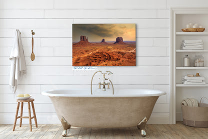 Monument Valley Arizona Desert Picture Stormy Nature Photo, Bohemian Style Relaxation Artwork for Meditation, Apartment, Office & House Decor