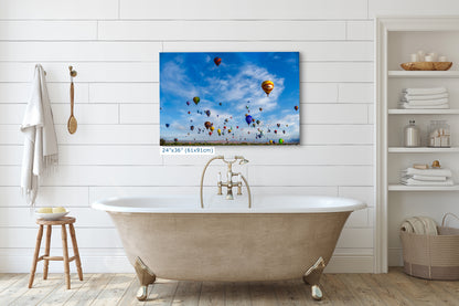 Hot Air Balloon Festival Mass Ascension | Albuquerque New Mexico Balloon Fiesta Wall Art Panorama | Office, Cubicle & House Decor