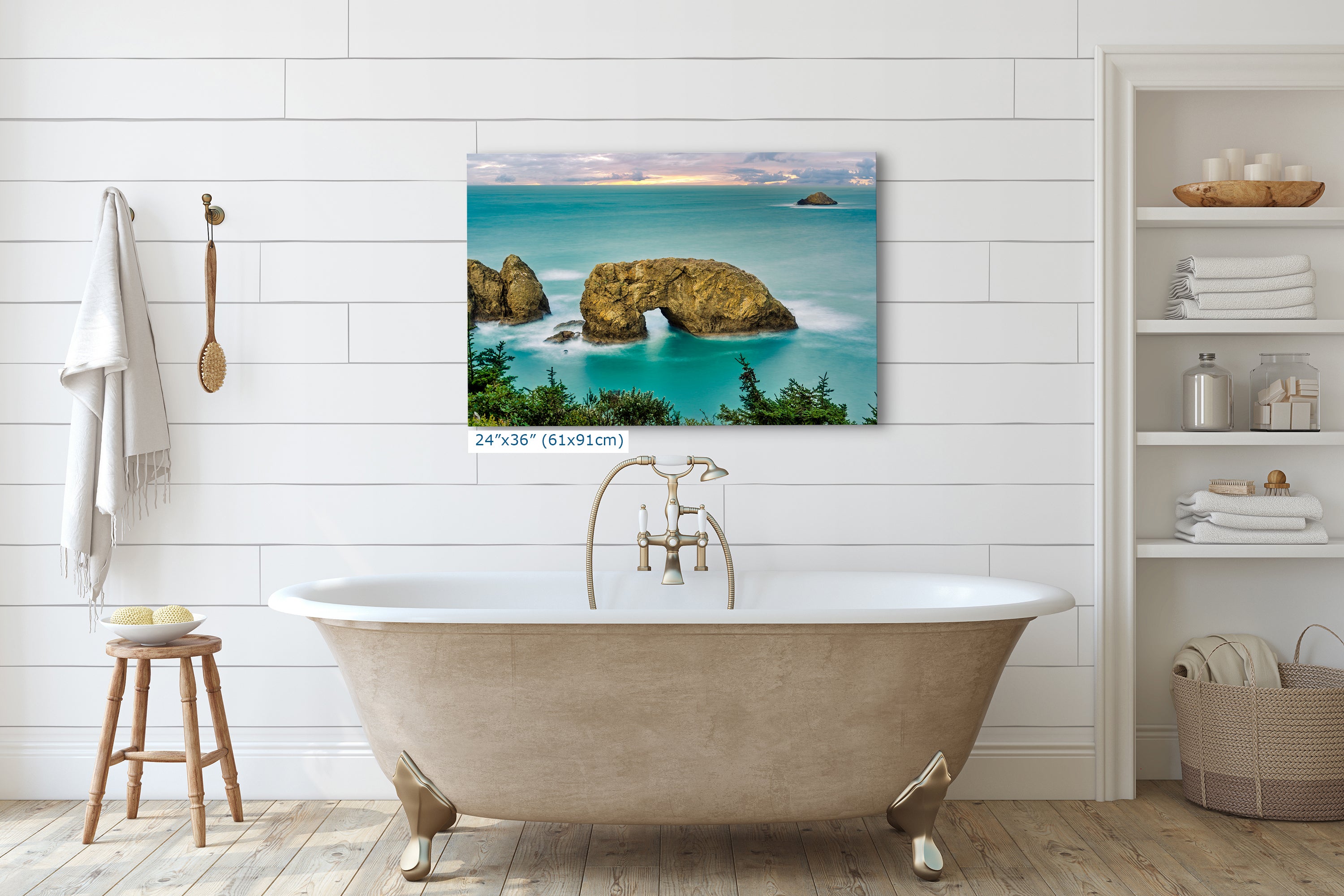 Sea Arch Oregon Coast Ocean Picture, Pacific Northwest Nature Photo Relaxation Artwork for Meditation, Apartment, Office & House Decor