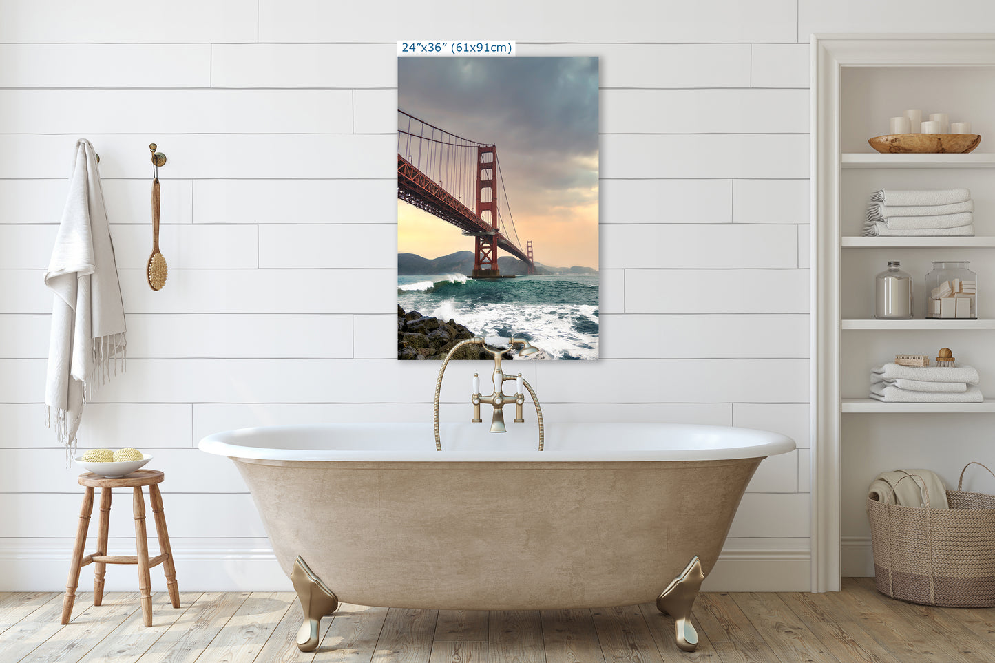 San Francisco Golden Gate Bridge Picture - California Coastline Giant Canvas Print for House Decor & Housewarming