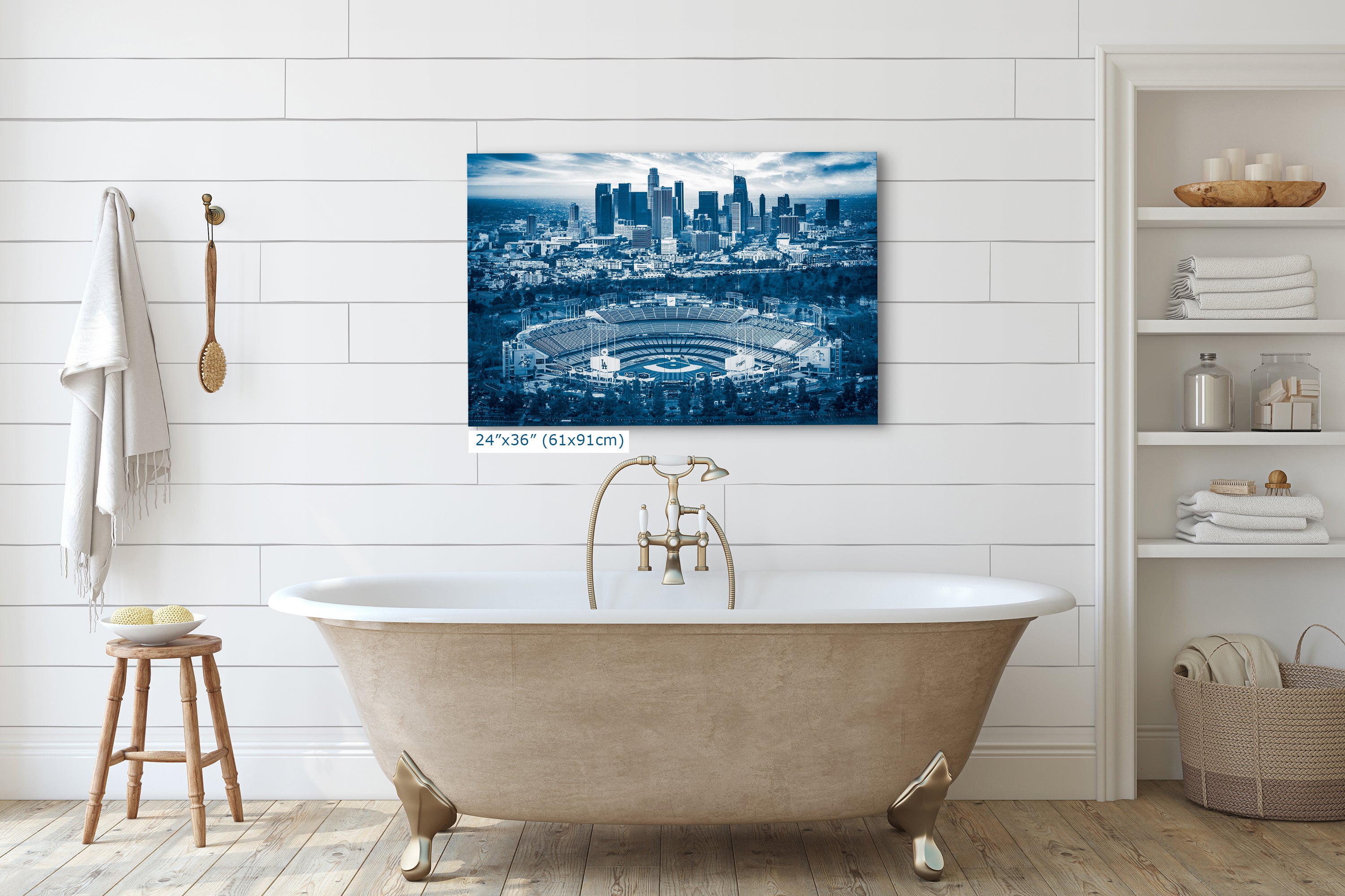 Los Angeles Dodgers Baseball Stadium, LA Skyline Blue Urban Cityscape Photo