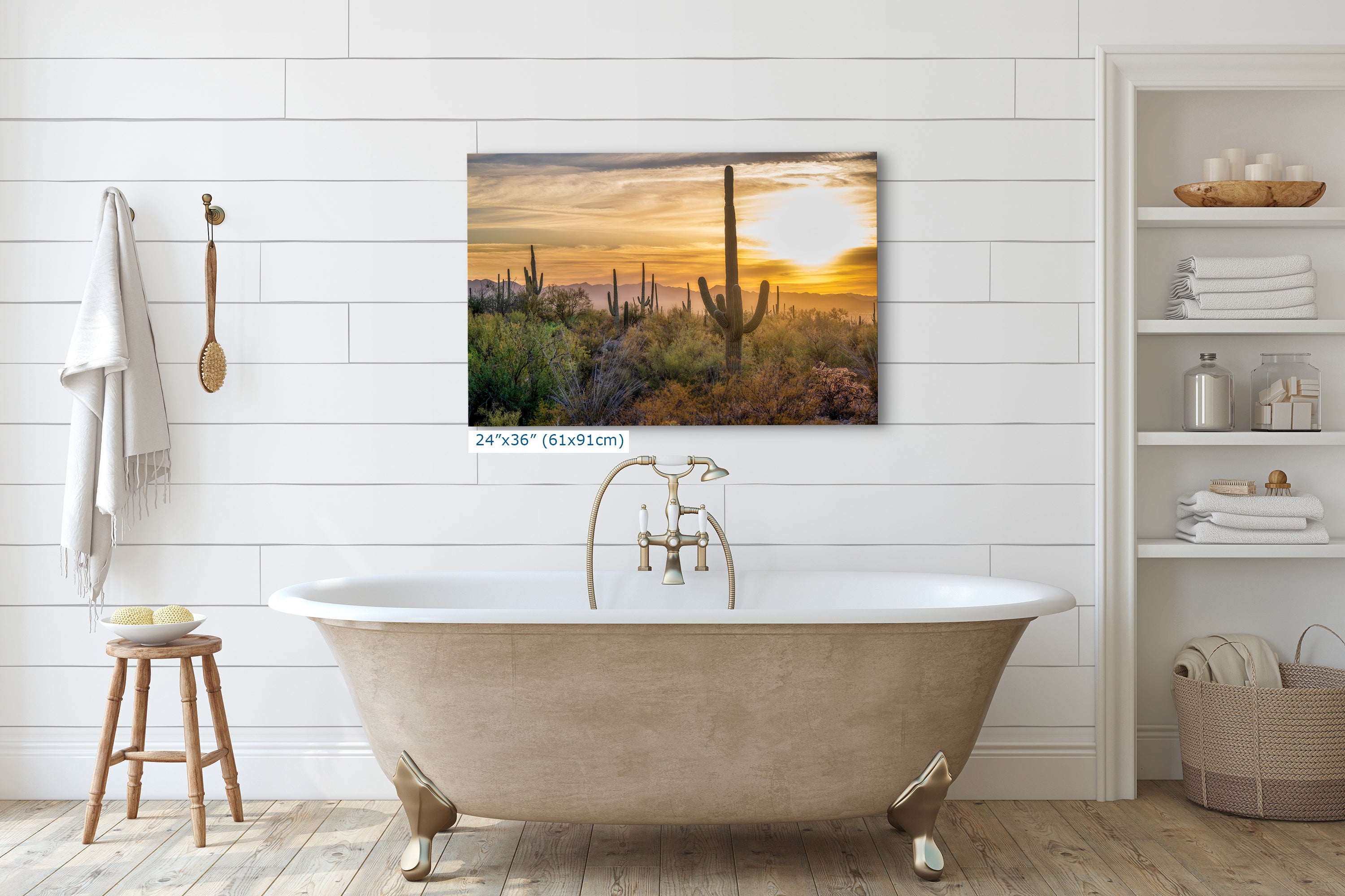 Saguaro National Park Arizona Desert Picture Sunset Nature Photo, Bohemian Style Relaxation Artwork, Southwestern Sonoran Desert House Decor