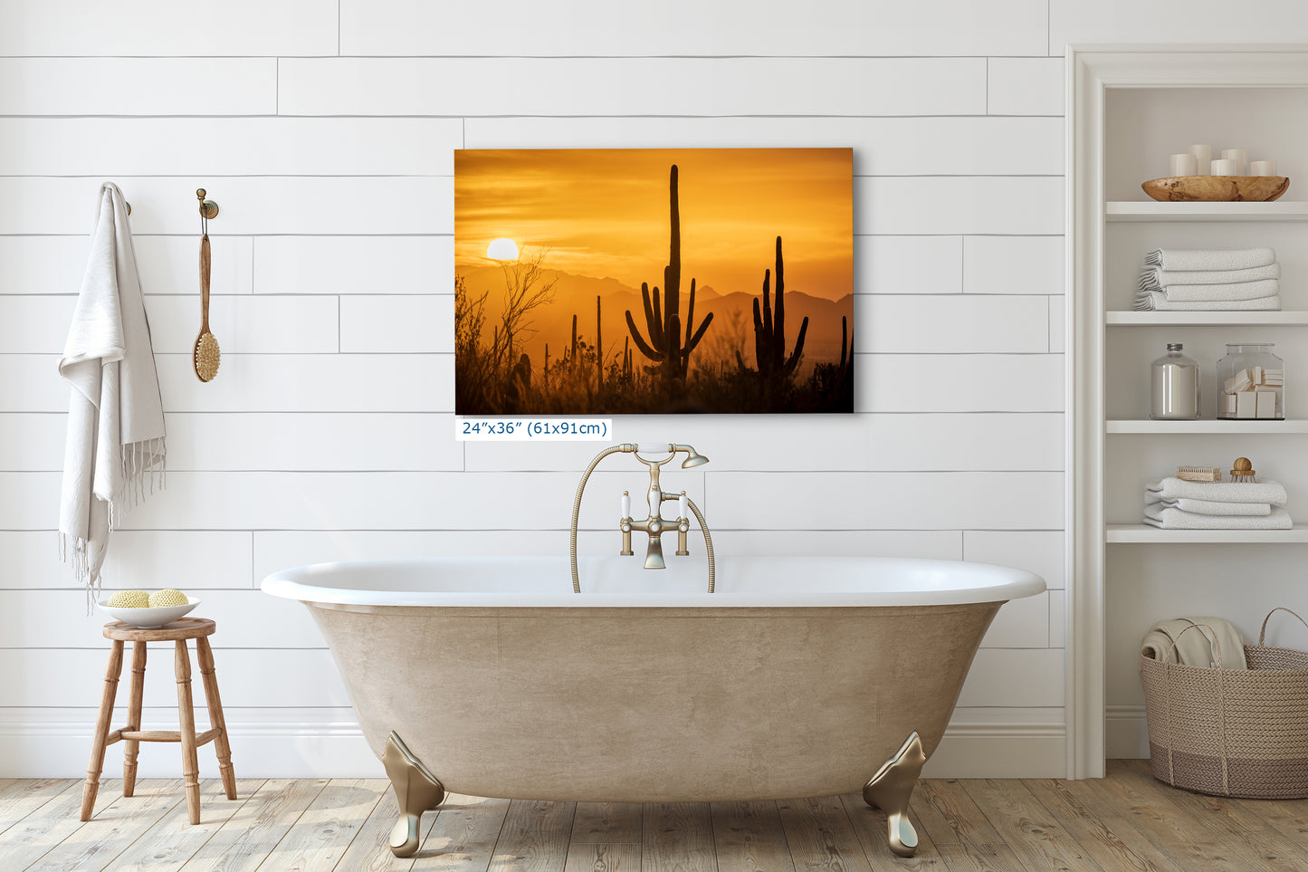 Saguaro National Park Arizona Desert Picture Nature Photo Silhouette, Bohemian Style Relaxation Artwork, Southwestern Sonoran Desert House Decor