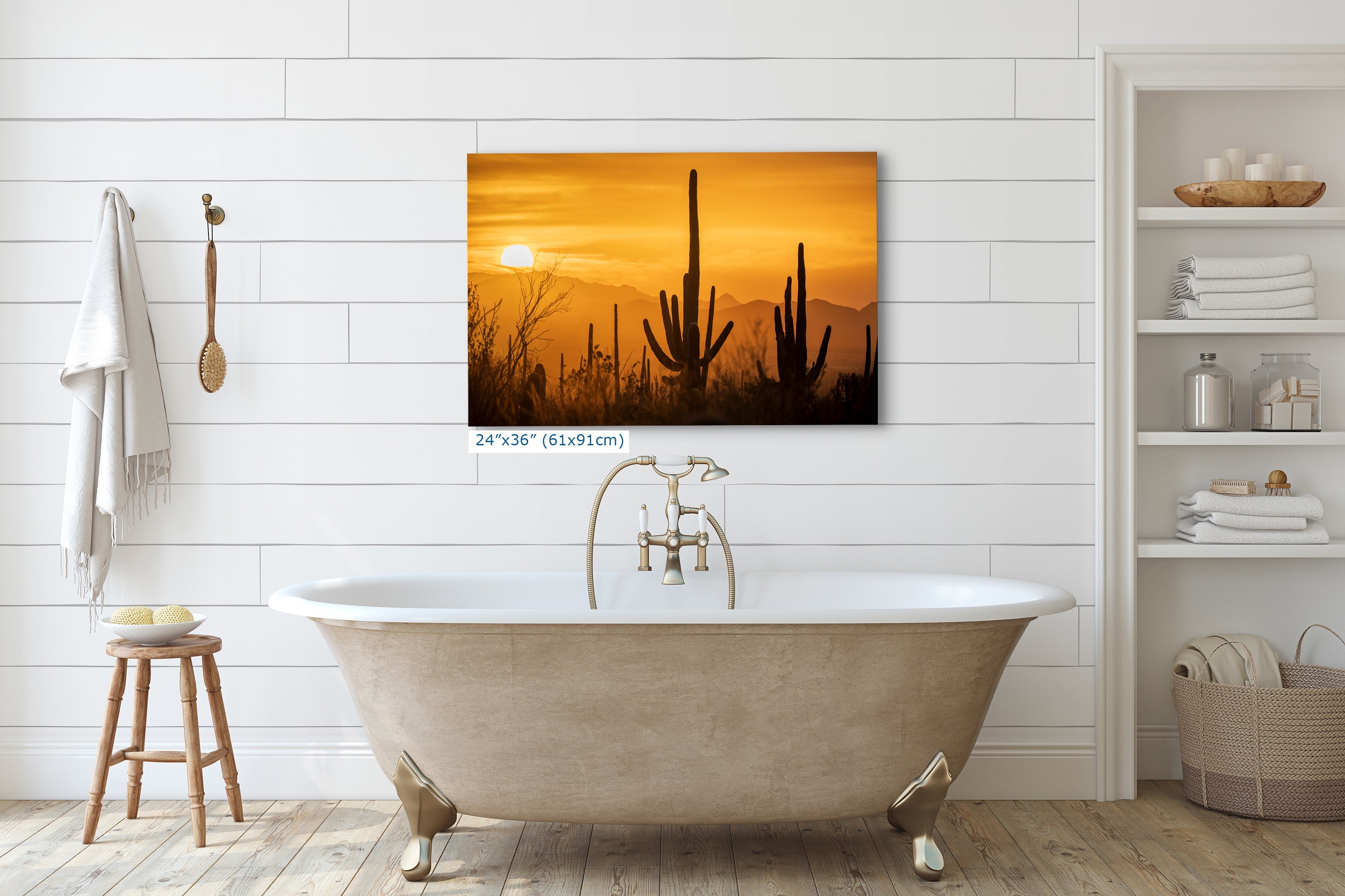 Saguaro National Park Arizona Desert Picture Nature Photo Silhouette, Bohemian Style Relaxation Artwork, Southwestern Sonoran Desert House Decor
