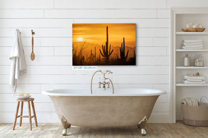Saguaro National Park Arizona Desert Picture Nature Photo Silhouette, Bohemian Style Relaxation Artwork, Southwestern Sonoran Desert House Decor