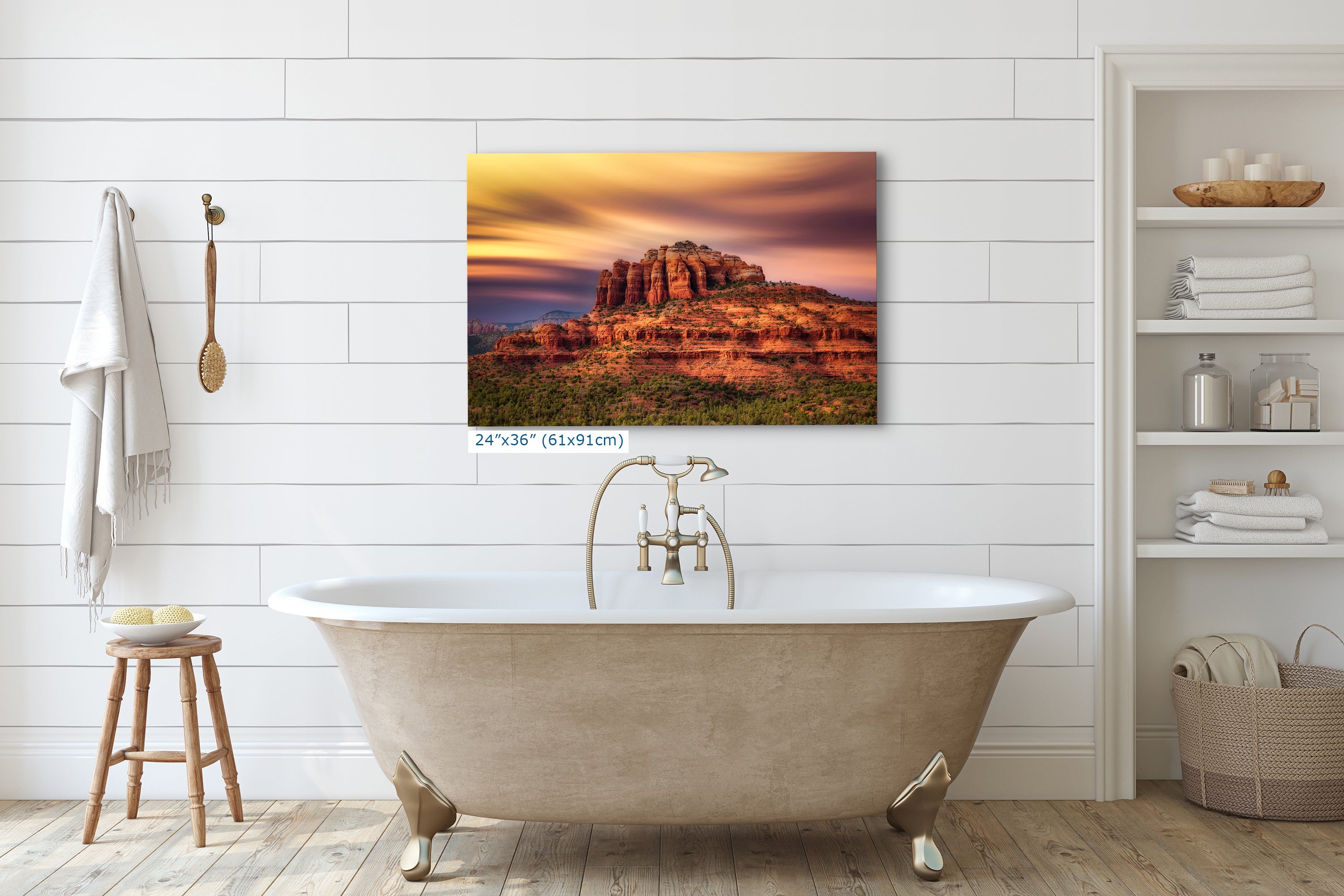 Cathedral Rock Sunset, Sedona Arizona Desert Picture Nature Photo Relaxation Artwork for Meditation, Office, and House Decor
