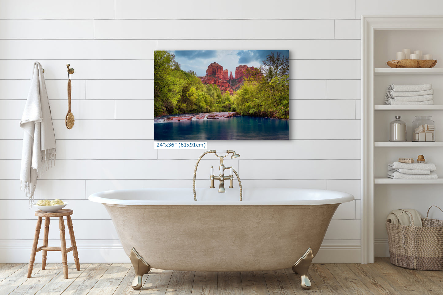 Cathedral Rock with Oak Creek, Sedona Arizona Desert Picture Nature Photo Relaxation Artwork for Meditation, Office, and House Decor