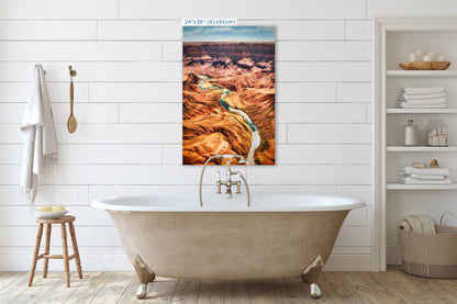 Grand Canyon National Park, Arizona Desert Picture Nature Photo with Colorado River, Bohemian Style Relaxation Artwork for Meditation, Office & House Decor