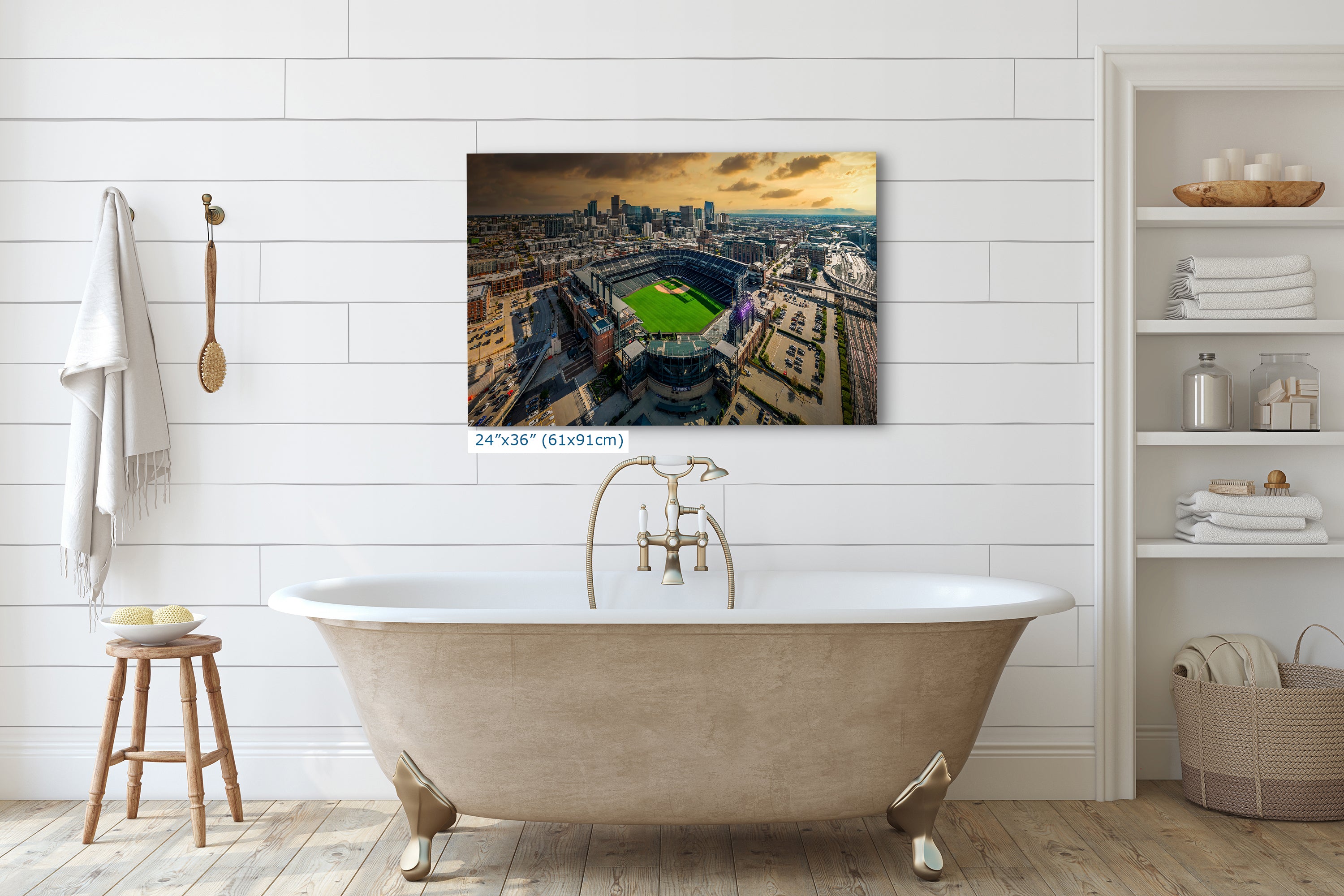 Colorado Rockies Baseball Stadium, Coors Field Denver Colorado Skyline Print for Man Cave Decor & Sports Fans