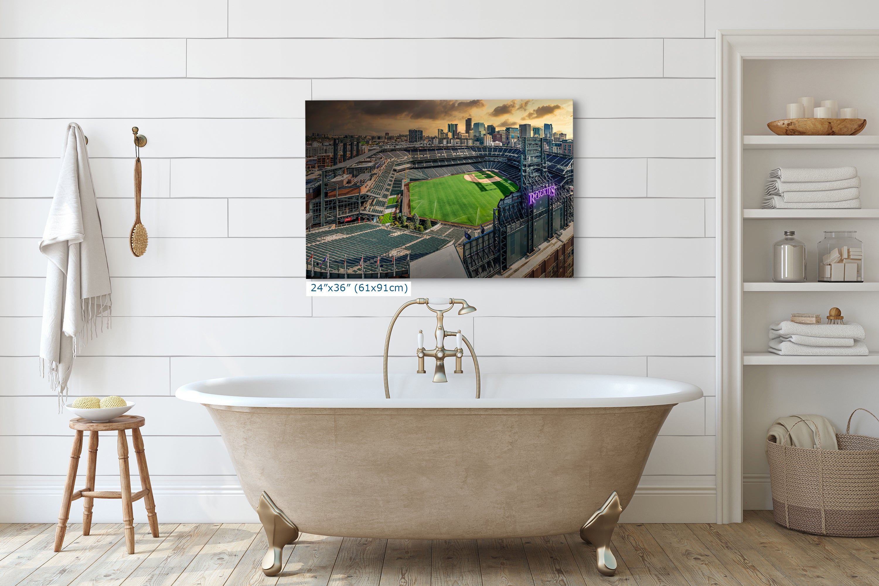 Colorado Rockies Baseball Stadium Wall Art | Coors Field Denver Colorado Skyline Print for Man Cave Decor & Sports Fans