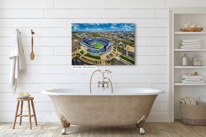 Denver Broncos Football, Mile High Stadium Denver Colorado Skyline Print Sports Decor, Man Cave Art