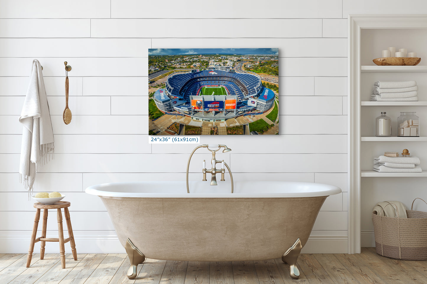 Denver Broncos Football Stadium, Mile High Stadium Denver Colorado Skyline Print, Sports Decor, Man Cave Art