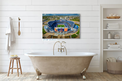 Denver Broncos Football Stadium, Mile High Stadium Denver Colorado Skyline Print, Sports Decor, Man Cave Art