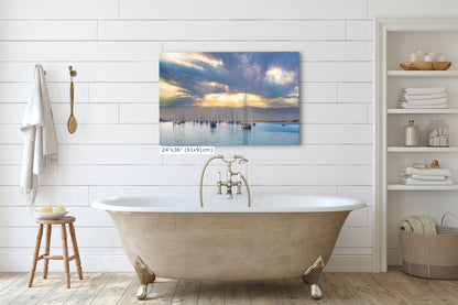 Sailboat Sunrise Morro Bay California Coastline Ocean Picture Nature Photo, Beach Picture Relaxation Artwork, Dorm Room, Office & House Decor