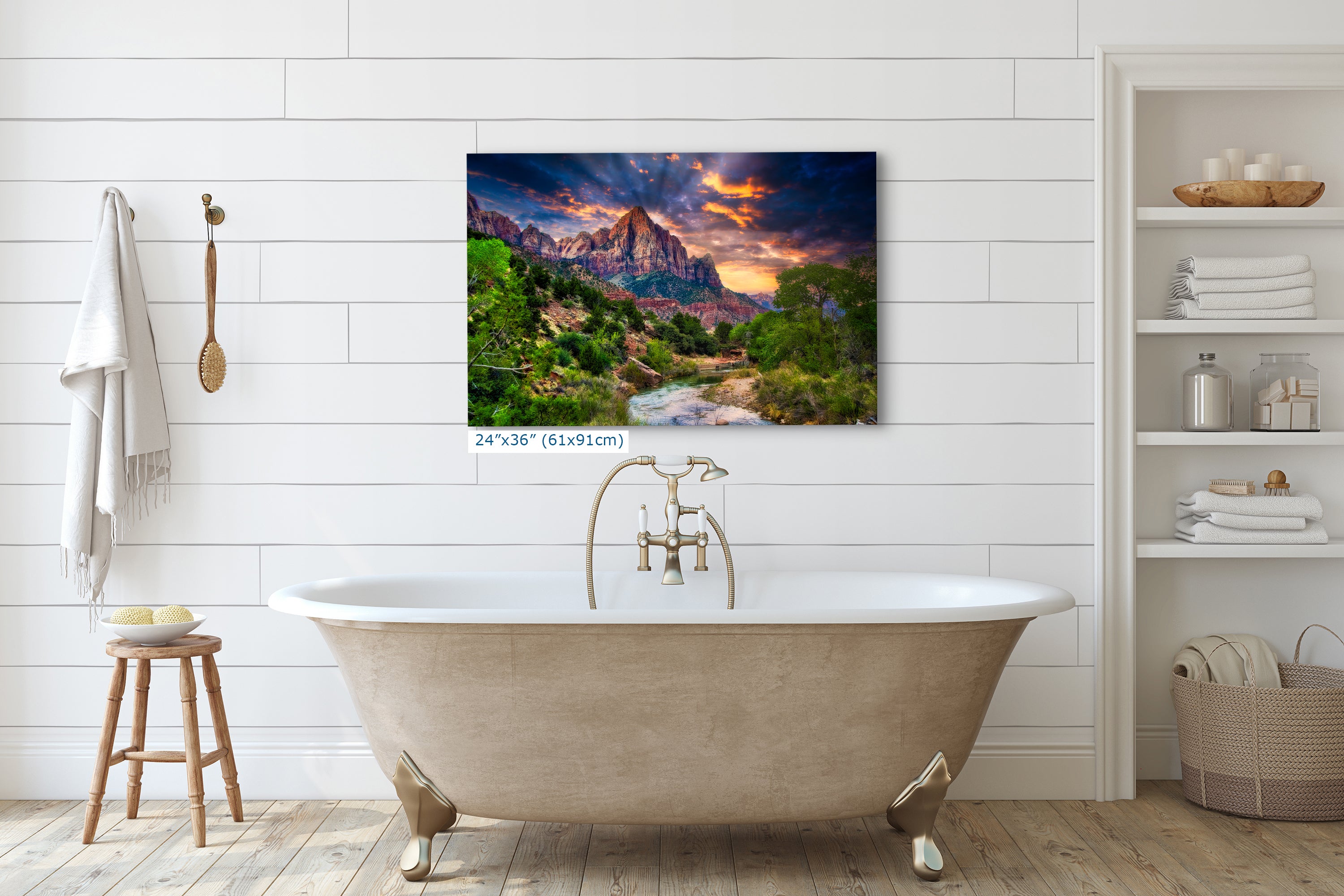 Zion National Park Art, Watchman Mountain Southwestern Desert Picture