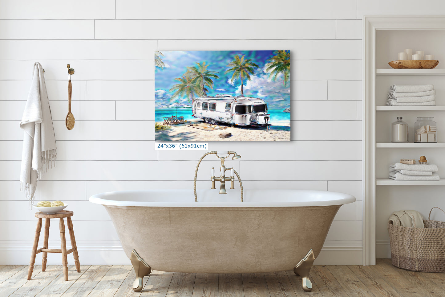 Airstream Travel Trailer Art at a Tropical Ocean Paradise Campsite