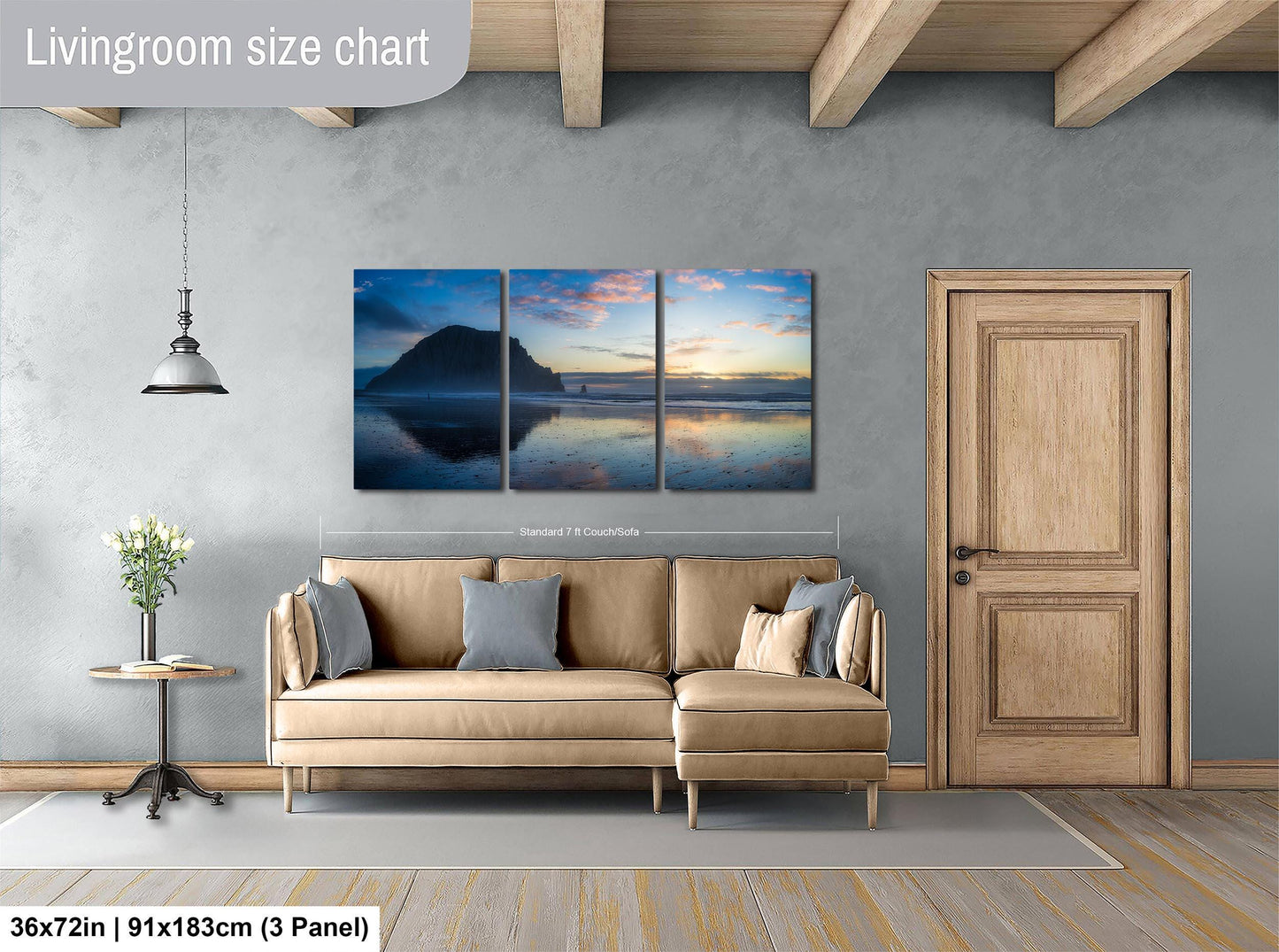 Morro Rock Sunset Reflection: California Coast Wall Art - Panoramic Seascape Photography Print