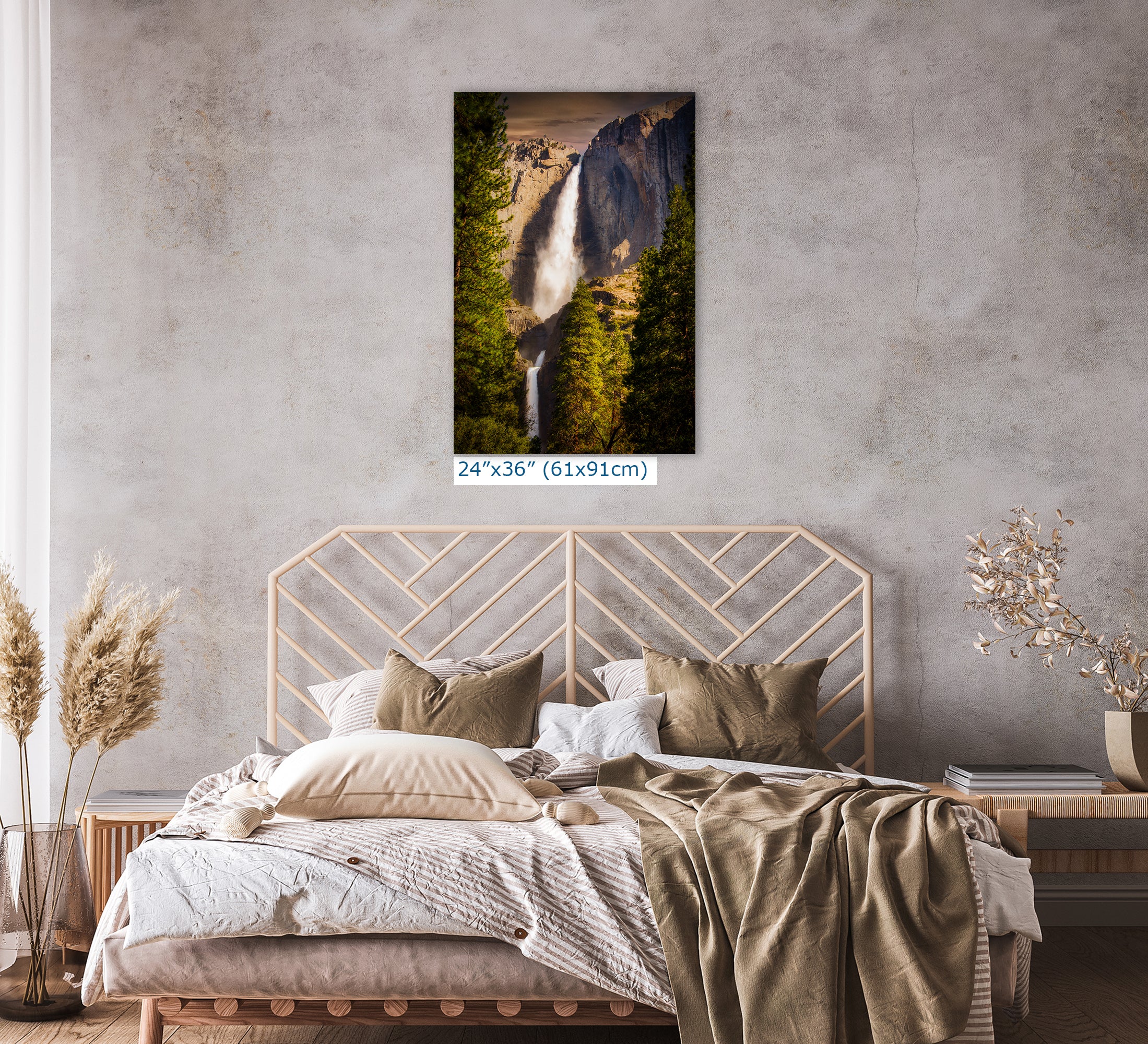Yosemite National Park Waterfall Picture Nature Photo Bohemian Relaxation Artwork for Meditation