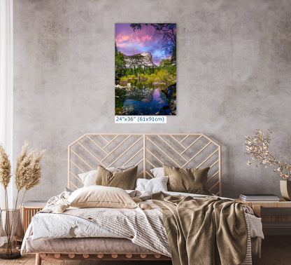 Mirror Lake Yosemite National Park Mountain Picture Nature Photo Relaxation Artwork of Mt. Watkins for Meditation, Office, and House Decor