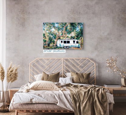 Airstream with Coast Live Oak Camping Decor