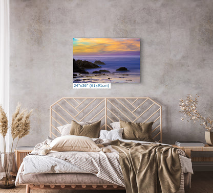 Pfeiffer Beach Sunset, Big Sur California Coastline Ocean Picture Nature Photo of Keyhole Arch, Relaxation Artwork, Meditation, Office House Decor