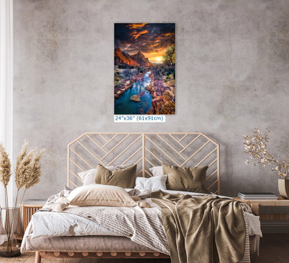 Zion National Park, Watchman, Southern Utah Desert Picture, Southwestern Wall Art, Relaxation Artwork Nature Photo for House Decor