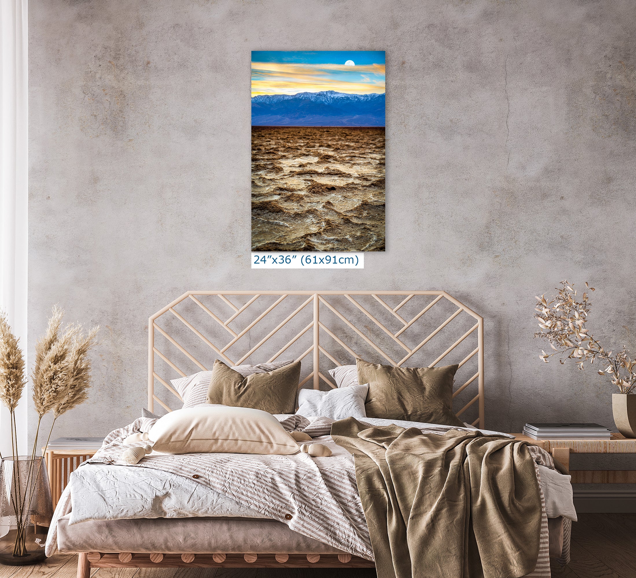 Death Valley National Park California Desert Picture Nature Photo, Badwater Basin Salt Flats and Telescope Peak Sunset Photo for House Decor