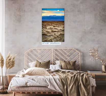 Death Valley National Park California Desert Picture Nature Photo, Badwater Basin Salt Flats and Telescope Peak Sunset Photo for House Decor