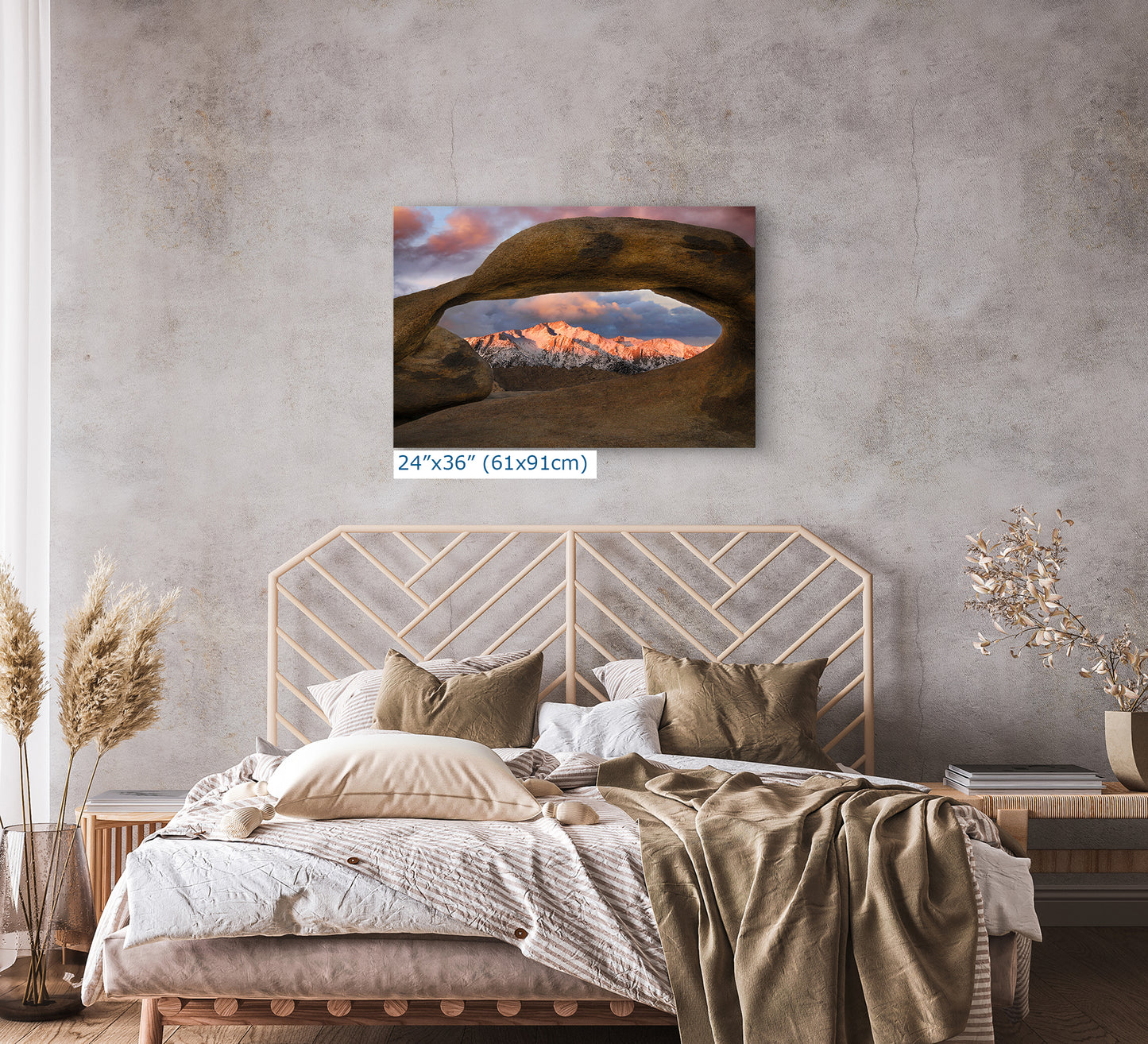 Lone Pine & Mobius Arch Mountain Picture, Nature Photo from Alabama Hills for Relaxation Art for Meditation, Office, and House Decor