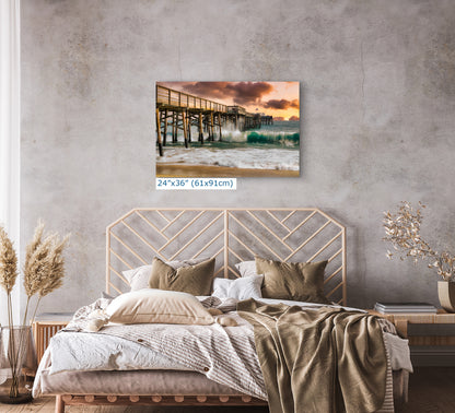 Southern California Coastline Ocean Picture Nature Photo, Relaxation Artwork, Newport Beach Pier Wall Art, Coastal Sunset Decor