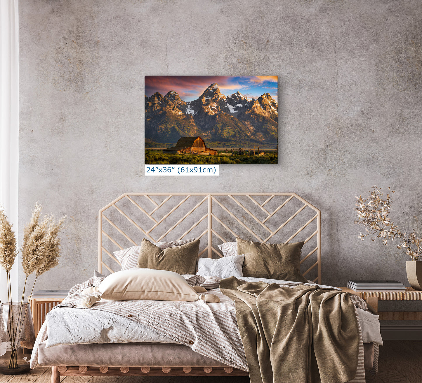 Mormon Row Grand Teton National Park Nature Photo, Moulton Barn Mountain Picture Relaxation Artwork for Meditation, Office, House Decor