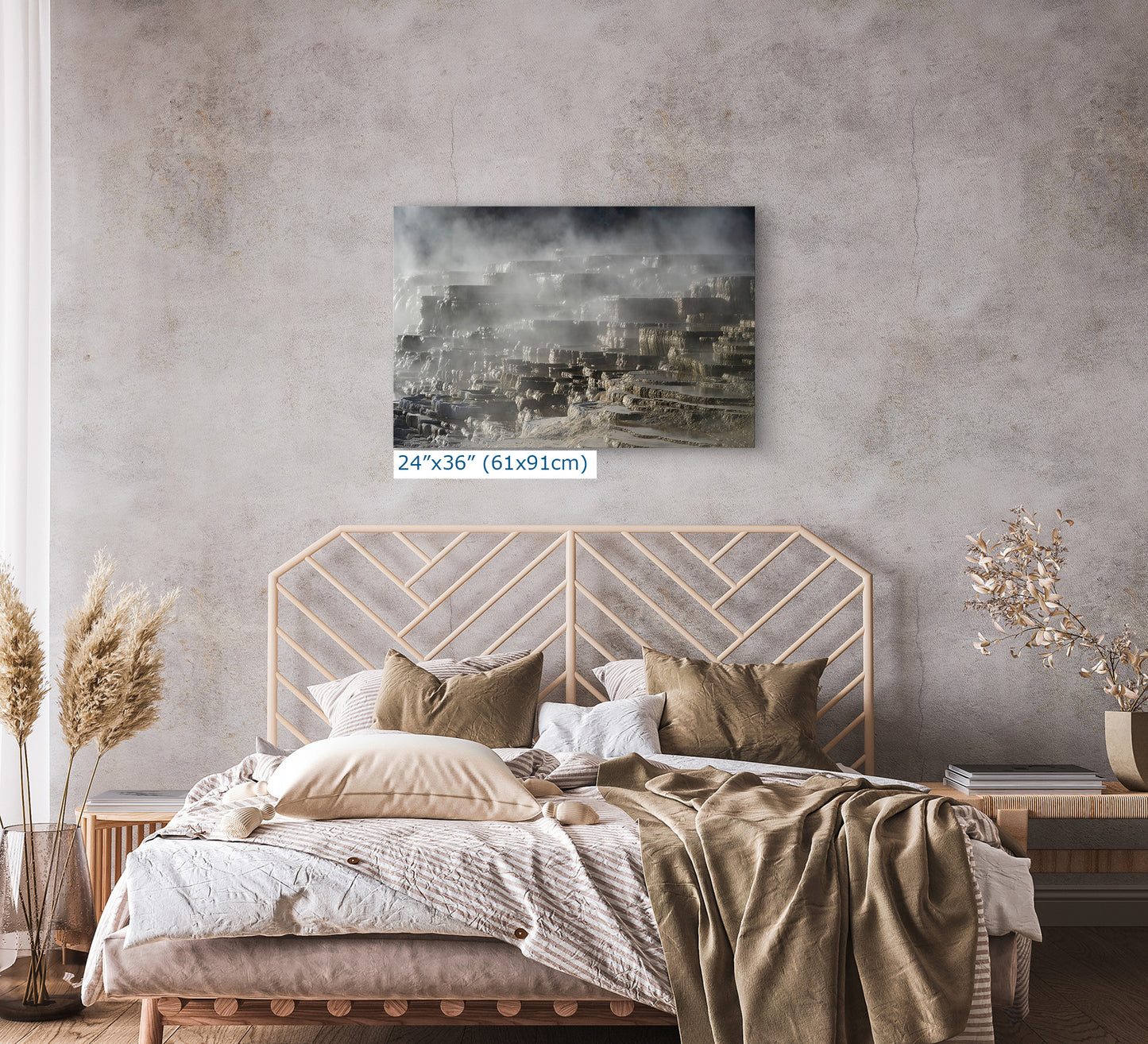 Mammoth Hot Springs Yellowstone National Park Nature Photo | Wyoming Mountain Picture Relaxation Artwork for Meditation or House Decor