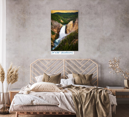 Yellowstone Falls National Park Waterfall Picture Nature Photo Relaxation Artwork Bohemian Style Wyoming Landscape, Meditation & House Decor