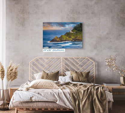 Heceta Head Lighthouse Picture, Oregon Coast Ocean Picture, Pacific Northwest Beach Photo Framed Coastal Decor for Ocean Lovers
