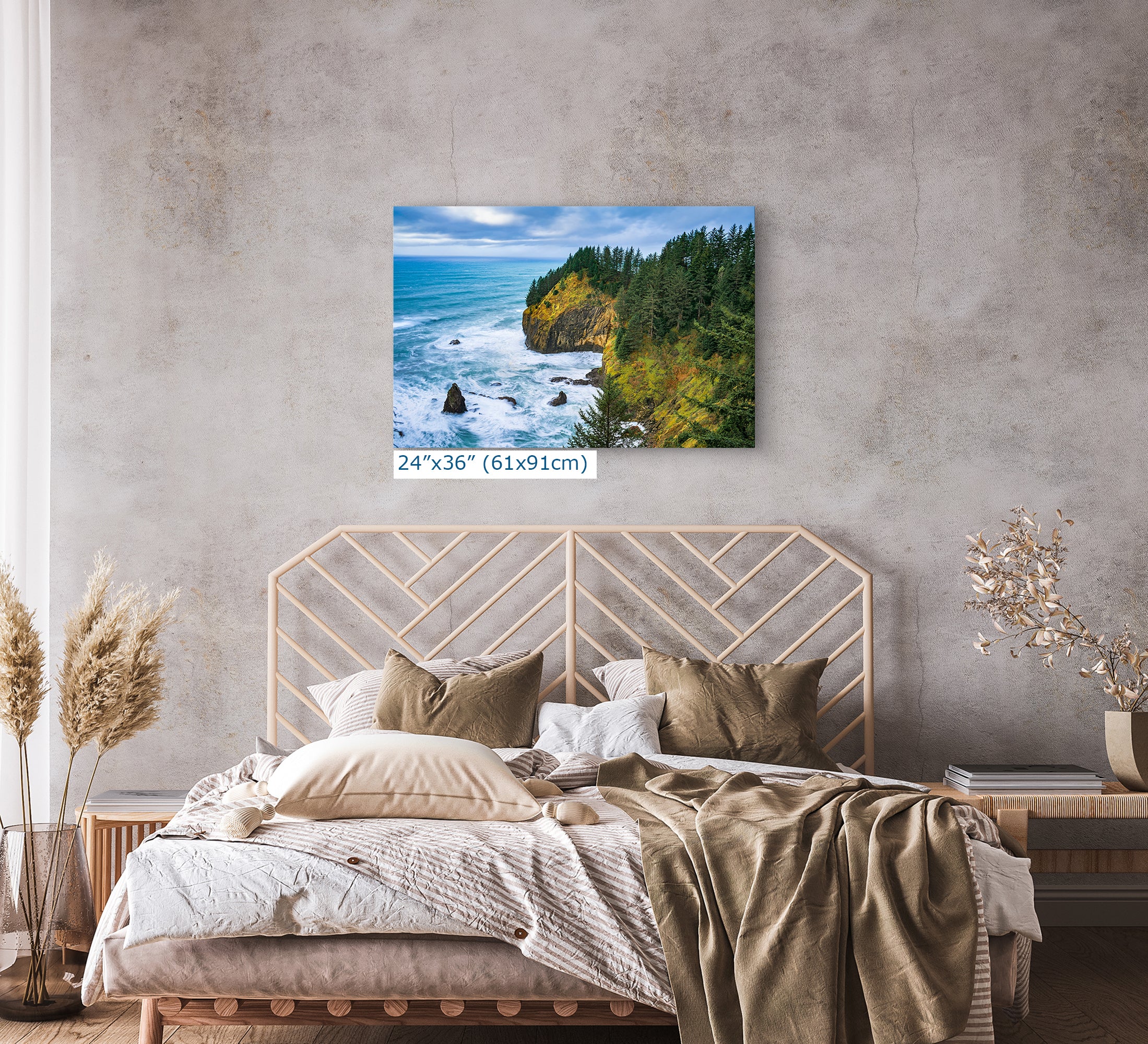 Oregon Coast Ocean Picture, Pacific Northwest Coastline Nature Photo Relaxation Artwork for Meditation, Apartment, Office & House Decor