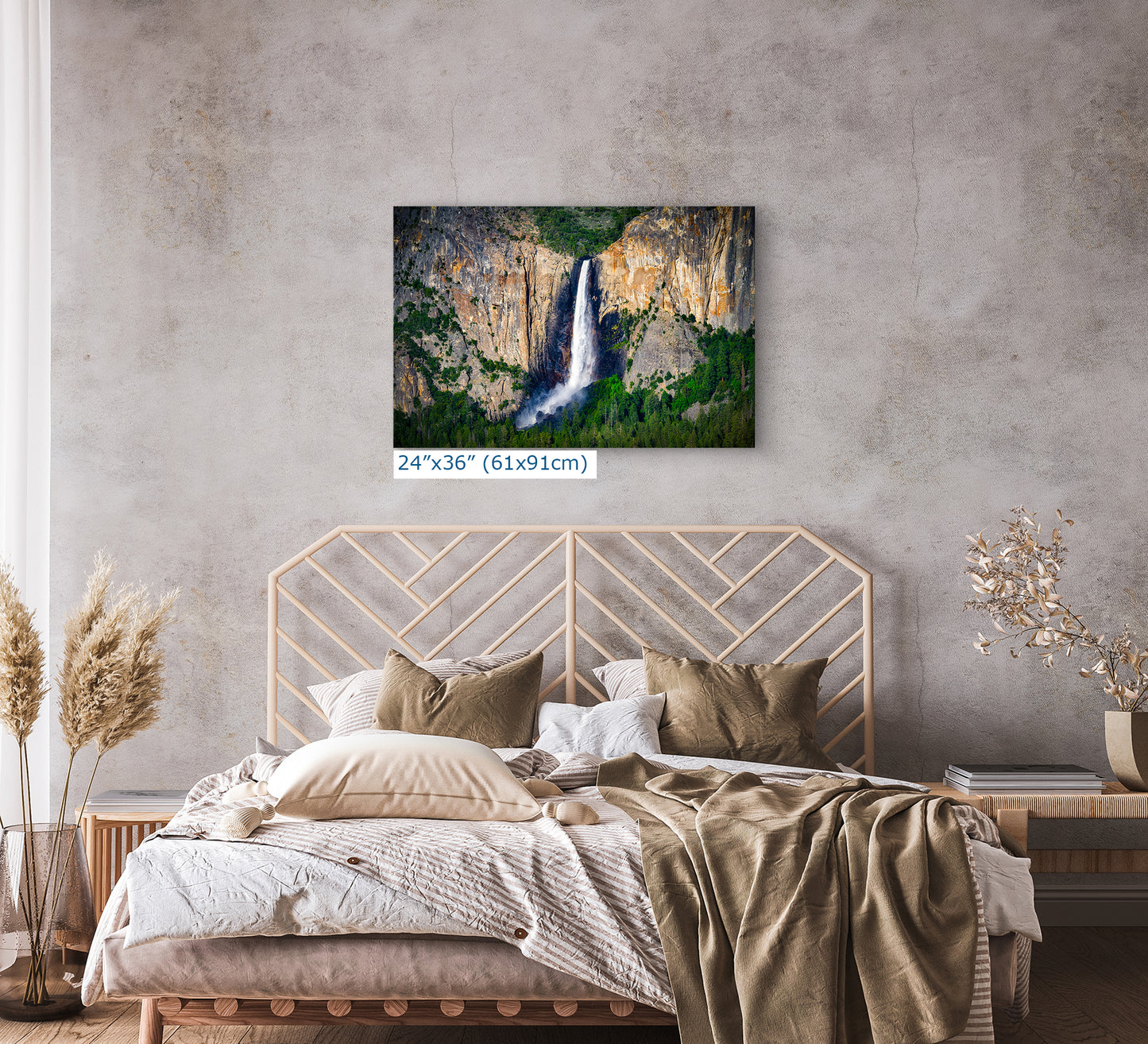 Bridalveil Falls Yosemite National Park Nature Photo Close Up, Relaxation Artwork Waterfall Picture for Meditation, Dorm Room, Office, and House Decor