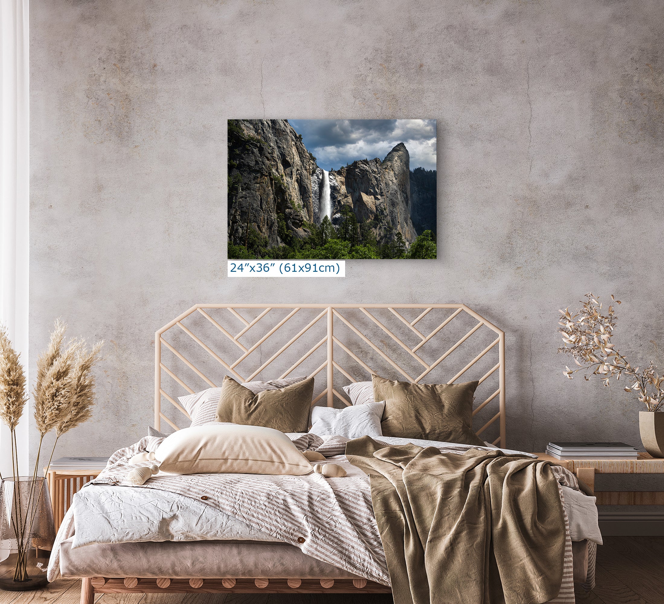 Bridalveil Falls Yosemite National Park Nature Photo Relaxation Artwork Waterfall Picture for Meditation, Dorm Room, Office, and House Decor