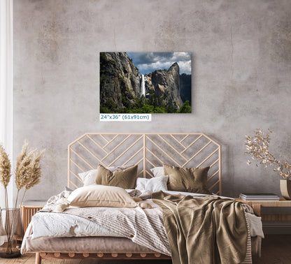 Bridalveil Falls Yosemite National Park Nature Photo Relaxation Artwork Waterfall Picture for Meditation, Dorm Room, Office, and House Decor